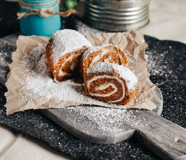 sliced brown cake